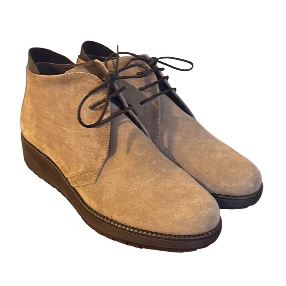 Toni Pons suede tan wedge lace up bootie size 37/6